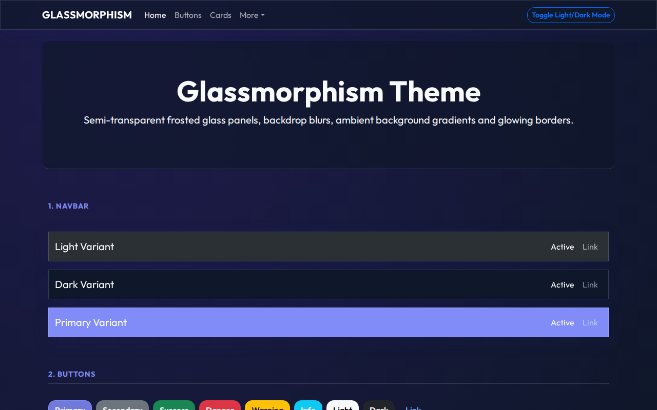 GLASSMORPHISM Theme Screenshot