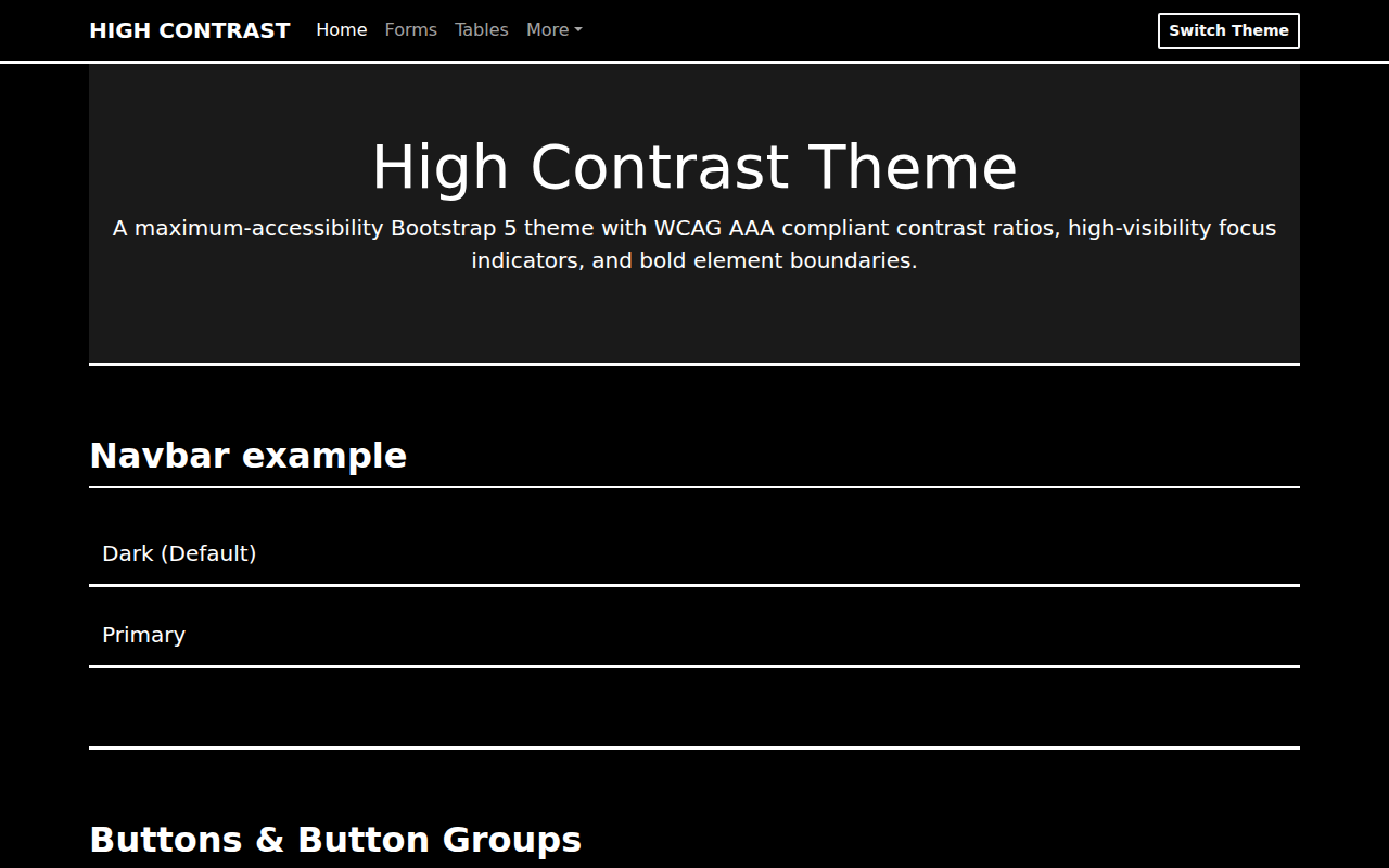 High Contrast Theme Screenshot