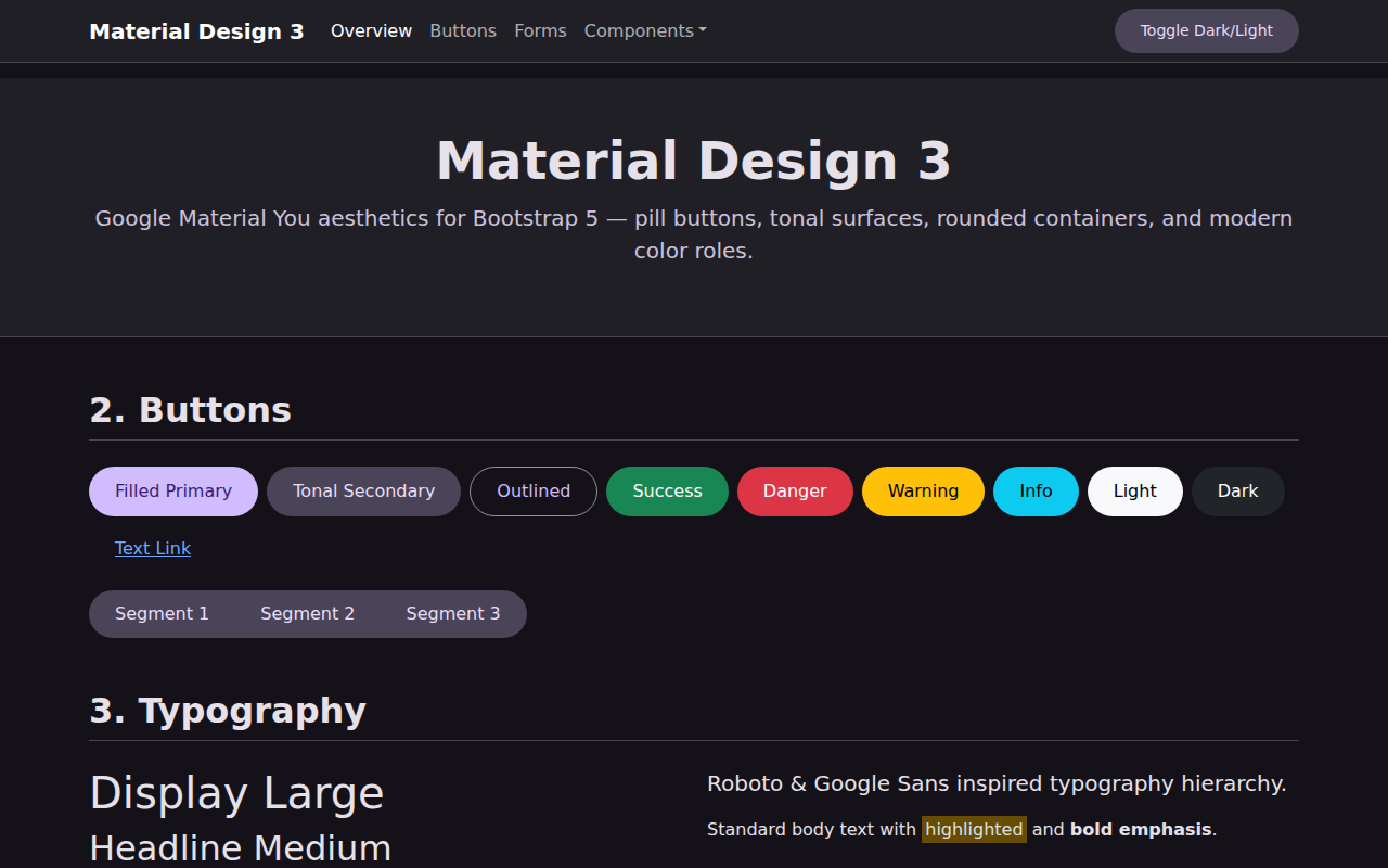 Material Design 3 Theme Screenshot