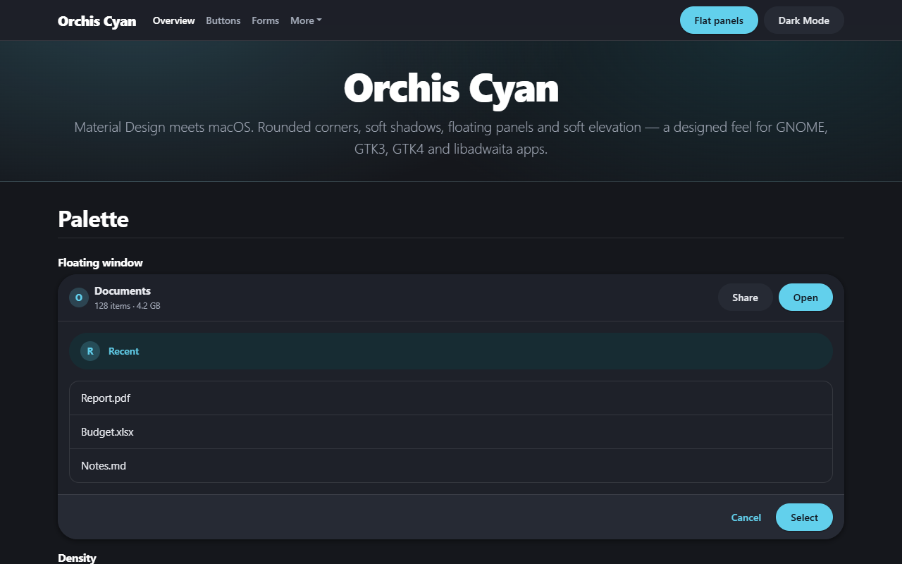 Orchis Cyan theme screenshot