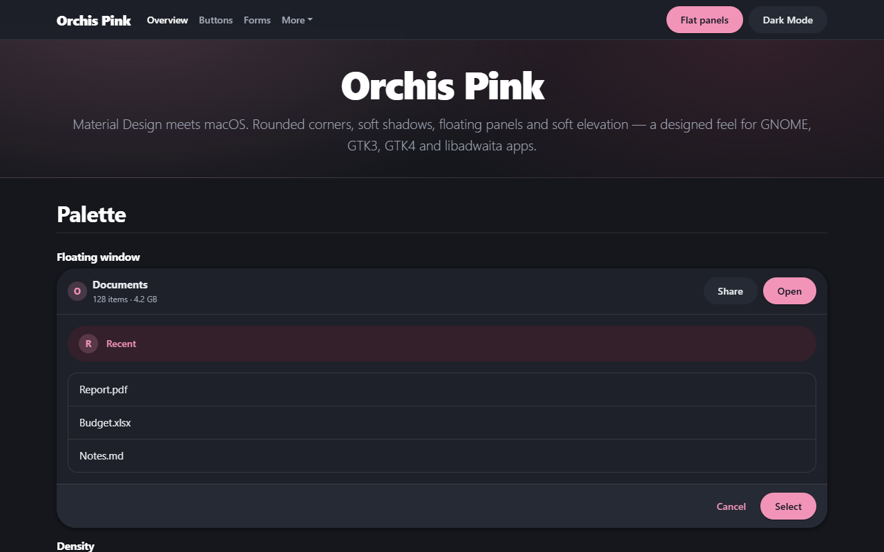 Orchis Pink theme screenshot