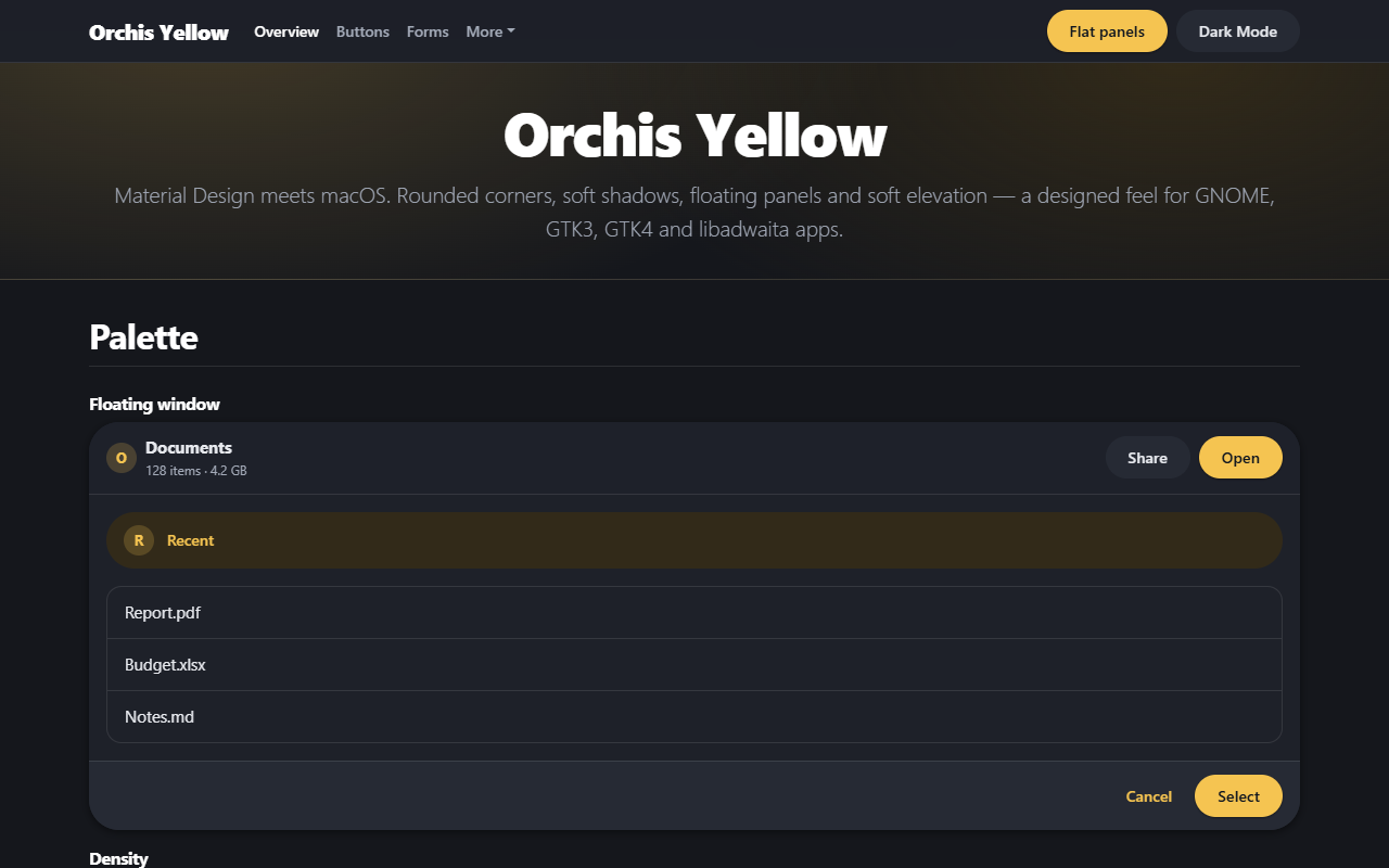 Orchis Yellow theme screenshot