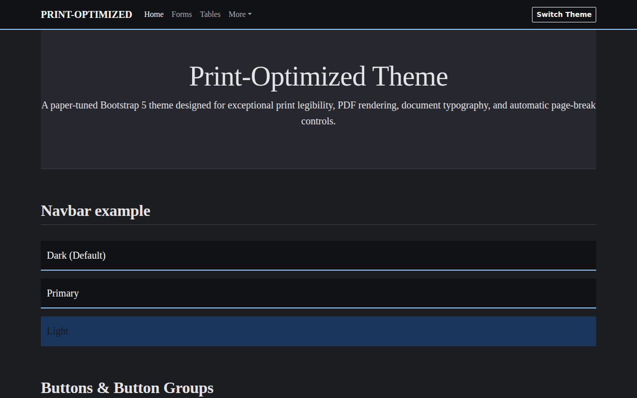 Print-Optimized Theme Screenshot