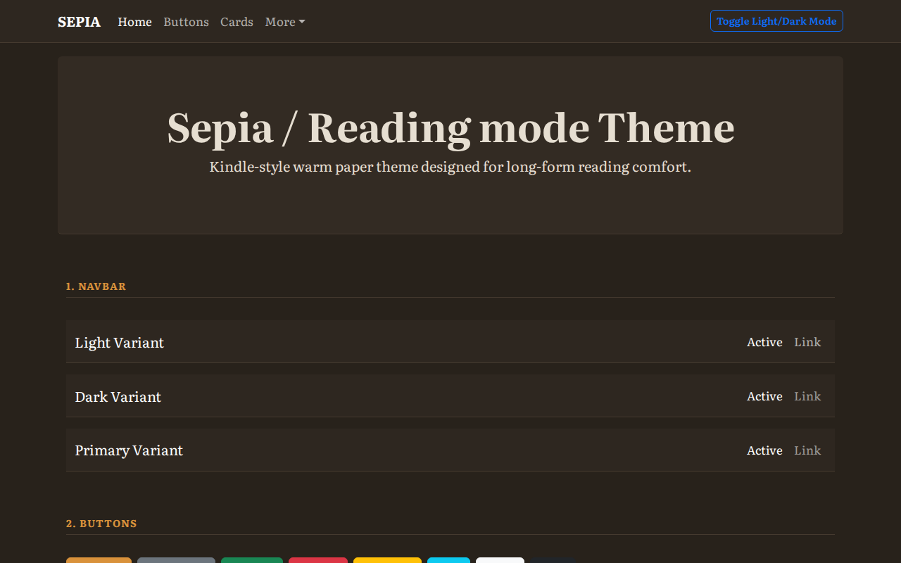 SEPIA / READING MODE Theme Screenshot