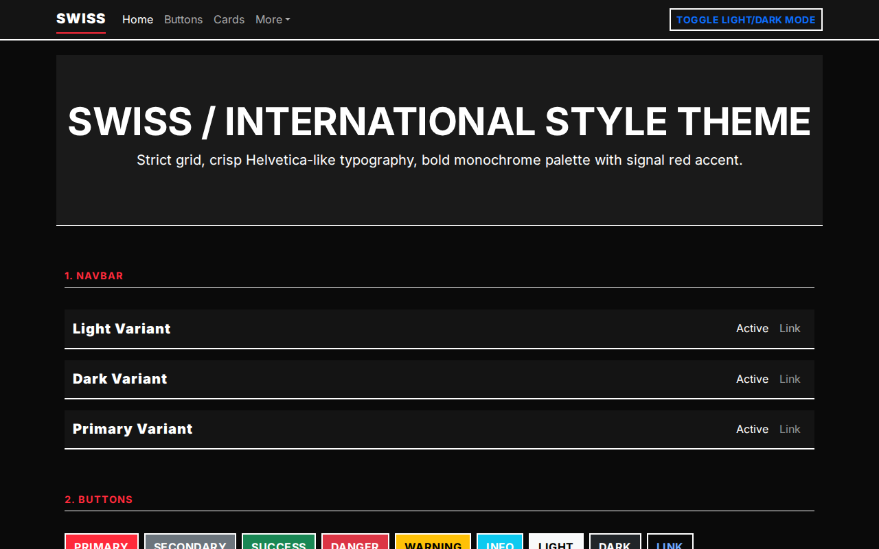 SWISS / INTERNATIONAL STYLE Theme Screenshot