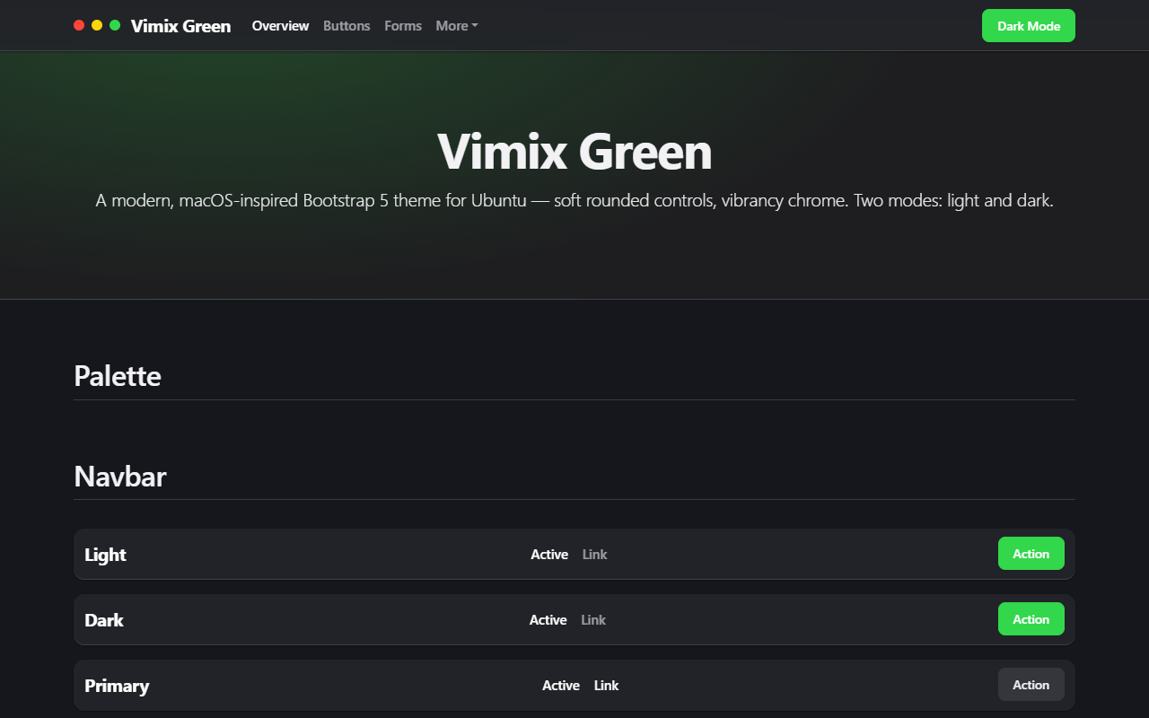 Vimix Green theme screenshot