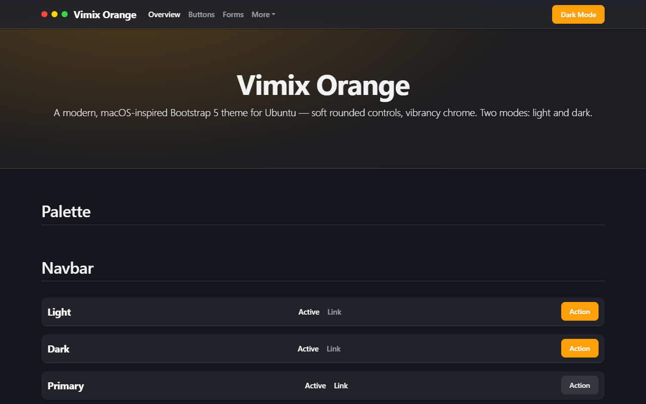 Vimix Orange theme screenshot