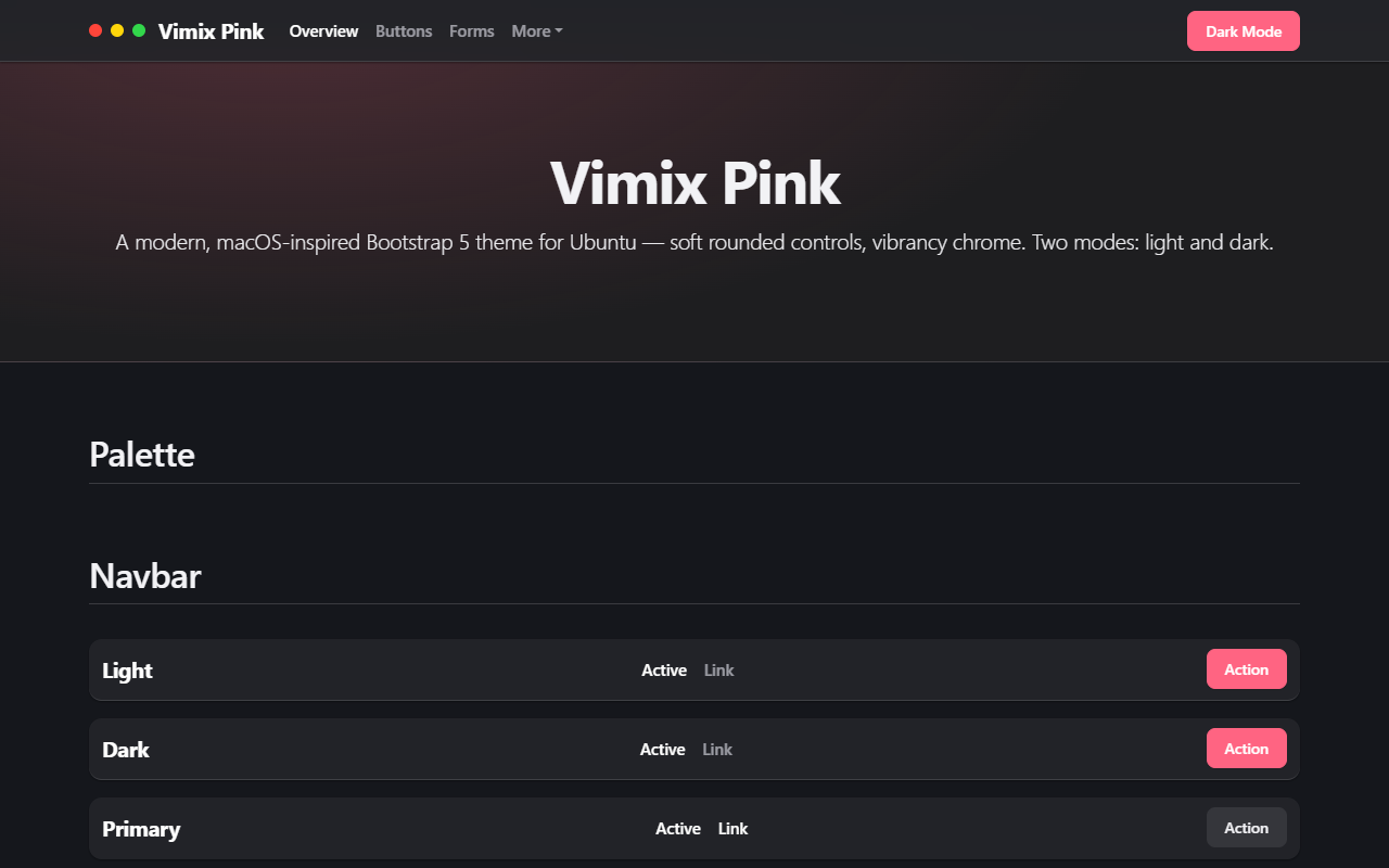 Vimix Pink theme screenshot