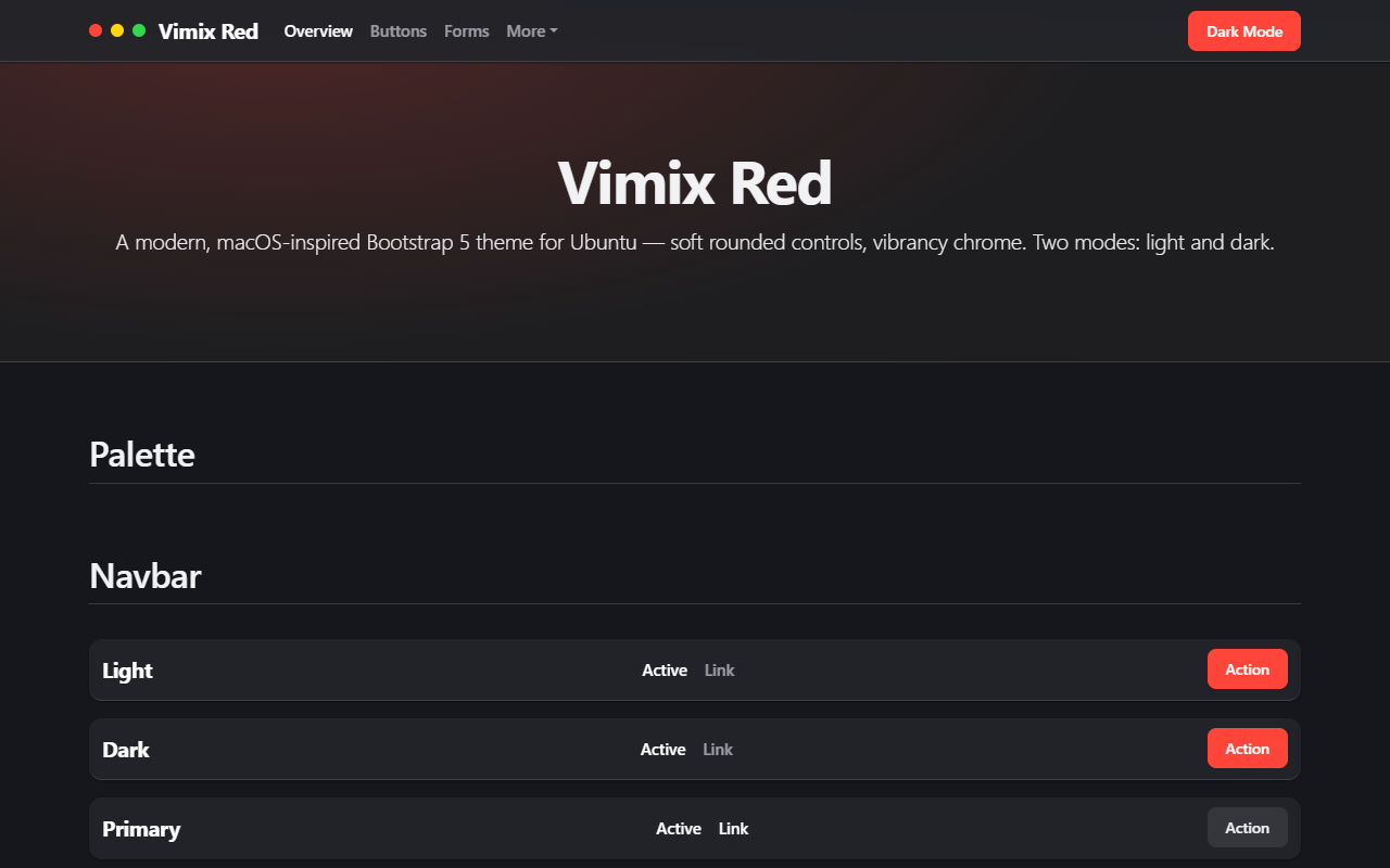 Vimix Red theme screenshot