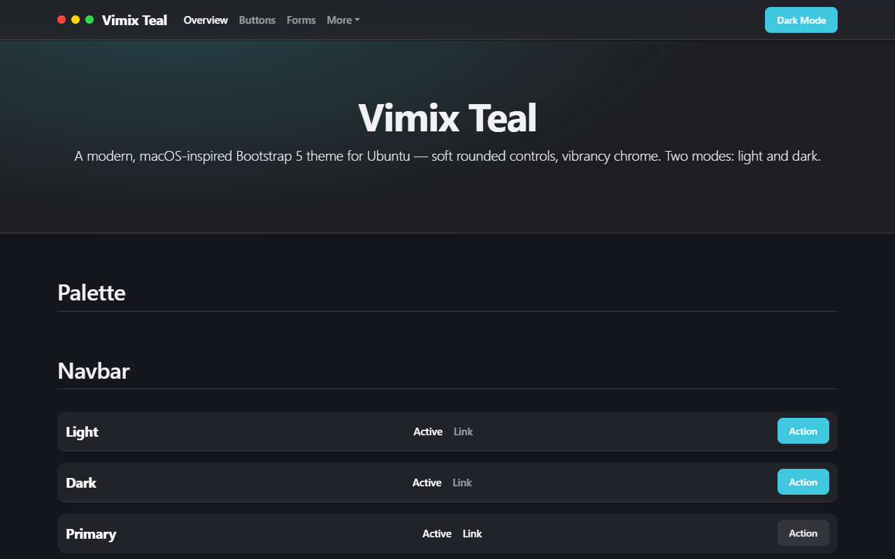 Vimix Teal theme screenshot