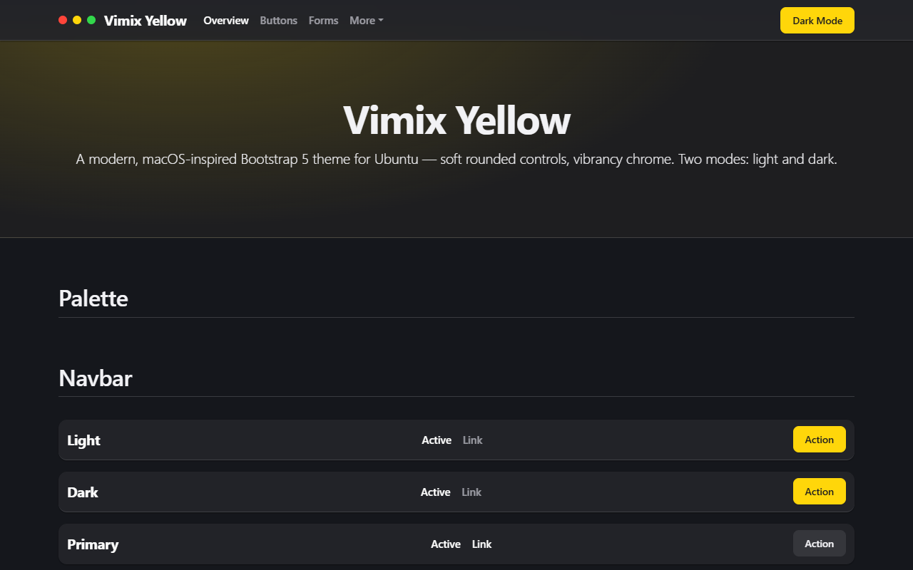 Vimix Yellow theme screenshot