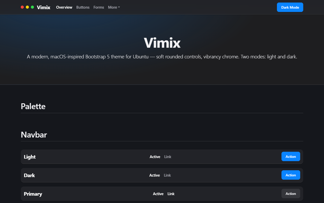 Vimix theme screenshot